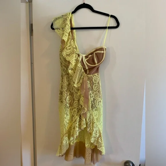 NWT For Love and Lemons Yellow Tati Lace Dress - Picture 2 of 7